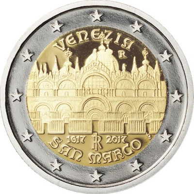 Монета 2 евро 2017 г. Италия. "400-летие завершения строительства собора Святого Марка в Венеции".